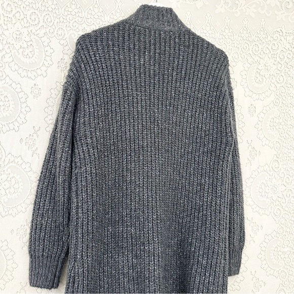 Soft Surroundings Solemio Cardigan Sweater Gray Button Front Ribbed Chunky Long - Picture 7 of 9